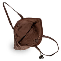 Shopper aus Bast Handarbeit braun Lederhenkel – 5