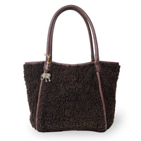 Borsa a spalla Demi Large in peluche teddy marrone