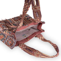 Tote Bag gehäkelt Fransen multicolor rotbraun – 4