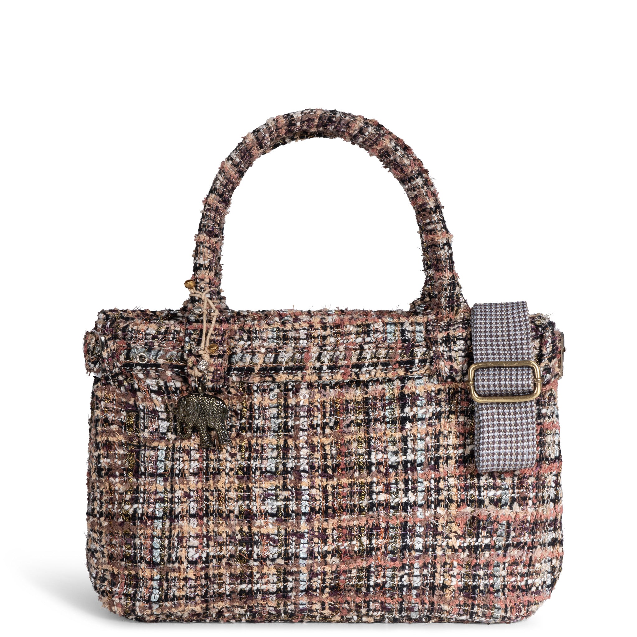 Tote Bag Tasche mittlere Größe Tweed braun beige
