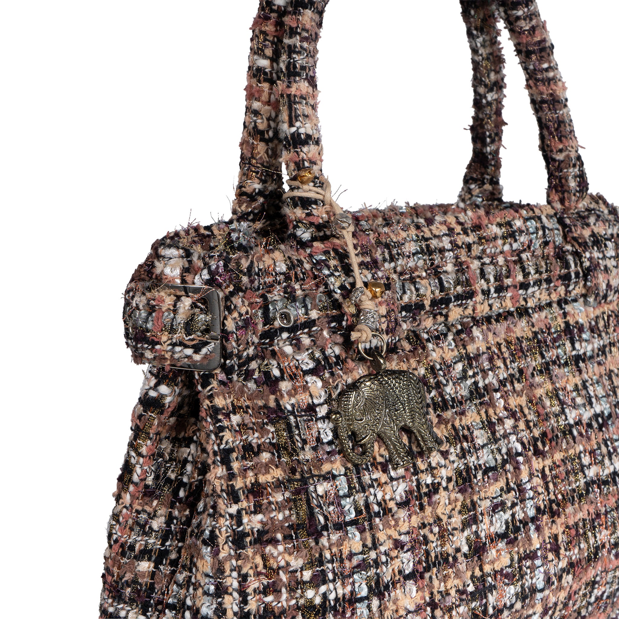 Tote Bag Tasche mittlere Größe Tweed braun beige