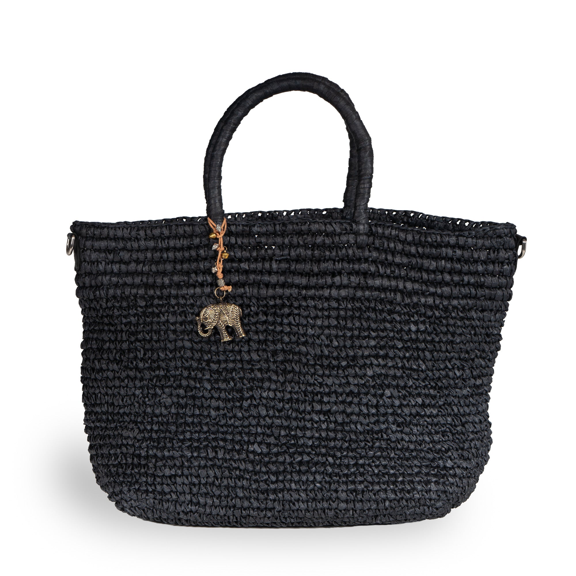 Tote Bag aus Bast Handarbeit schwarz