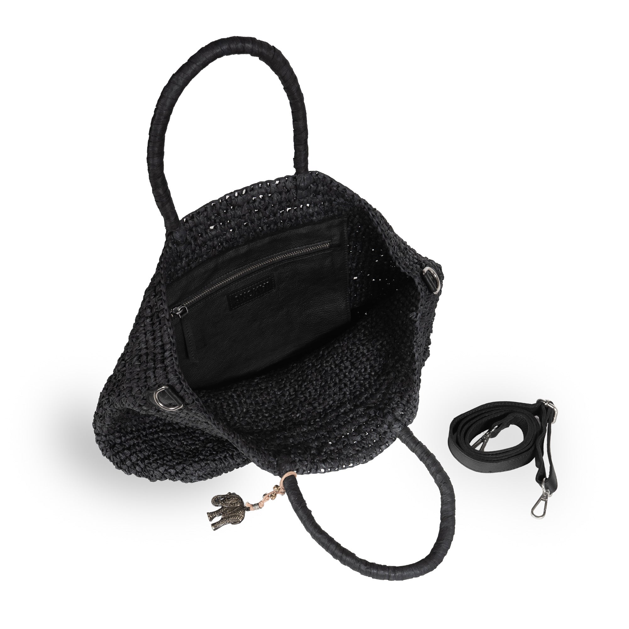 Tote Bag aus Bast Handarbeit schwarz