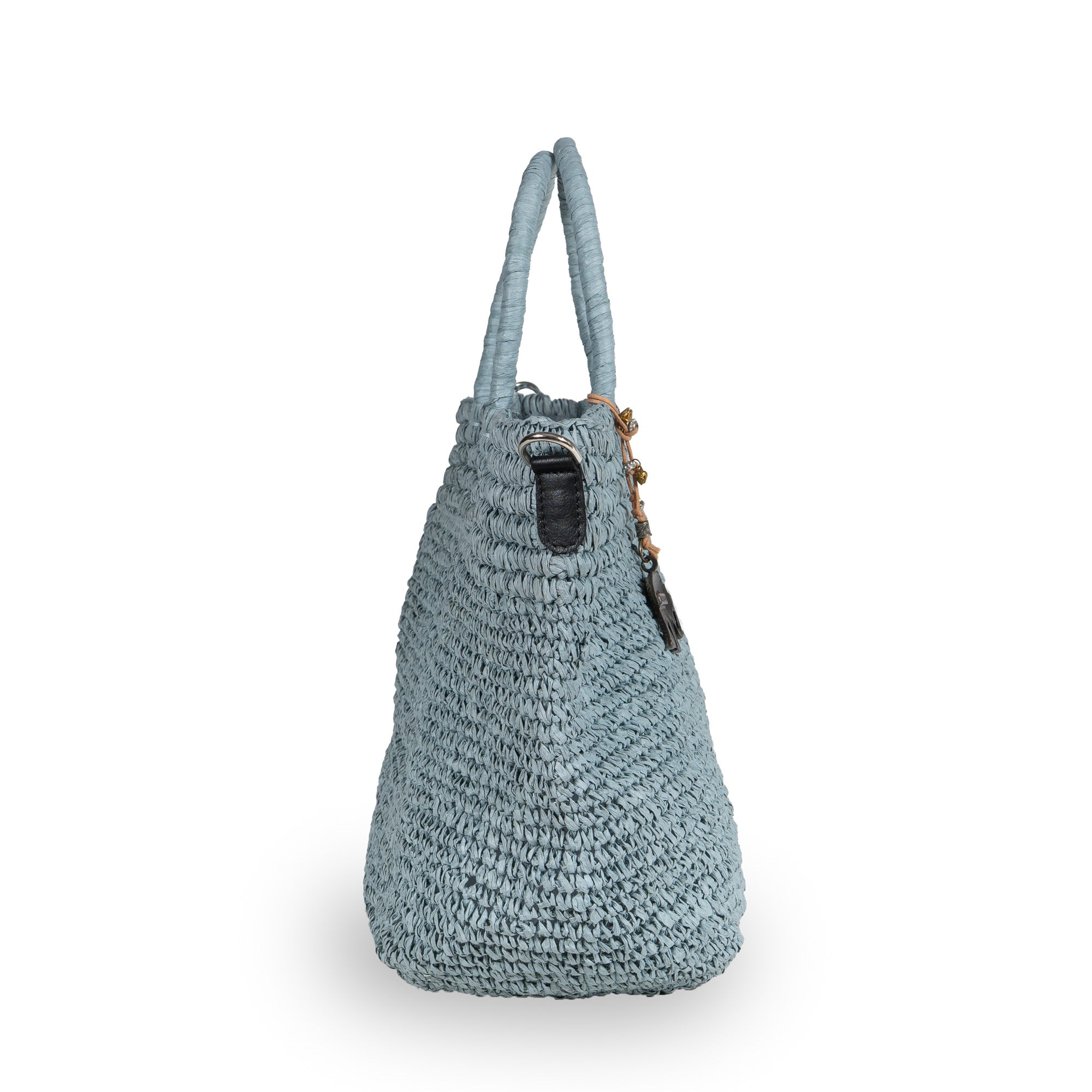 Tote Bag aus Bast Handarbeit grau