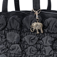 Borsa a spalla Macy in denim grigio con motivo bubble