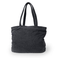 Borsa a spalla Macy in denim grigio con motivo bubble