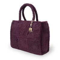 Bolso de hombro Jessy Large bouclé de cuadros merlot