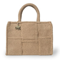 Bolso de hombro Jessy Large bouclé de cuadros beige