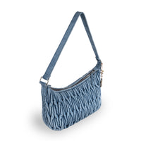 Schultertasche Denim gesteppt
