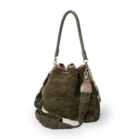 Beuteltasche String Teddyplüsch oliv