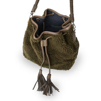 Beuteltasche String Teddyplüsch oliv