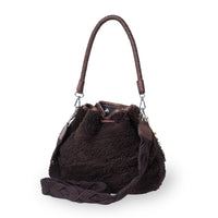 Beuteltasche String Teddyplüsch braun