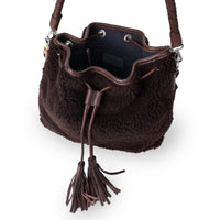 Beuteltasche String Teddyplüsch braun