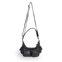 Schultertasche Leder schwarz