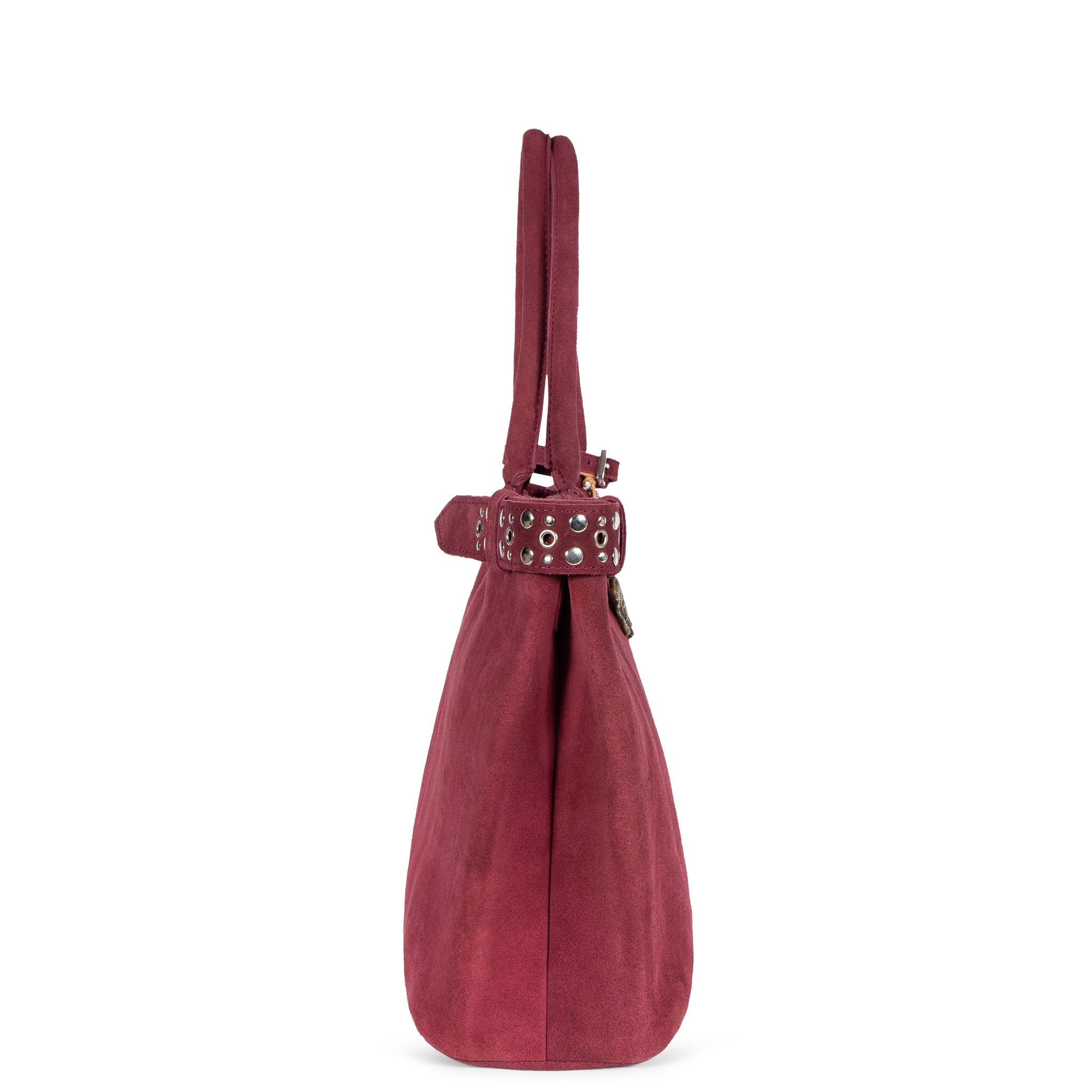 Tote Bag Velourleder weinrot Nieten