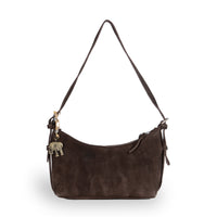 Schultertasche Velourleder braun