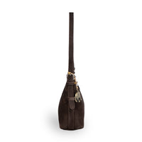 Schultertasche Velourleder braun