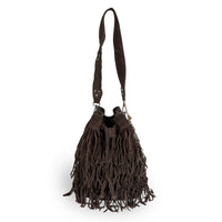 Bolso saco String de ante con flecos
