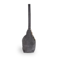 Schultertasche Velourleder grau