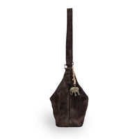 Schultertasche Velourleder braun