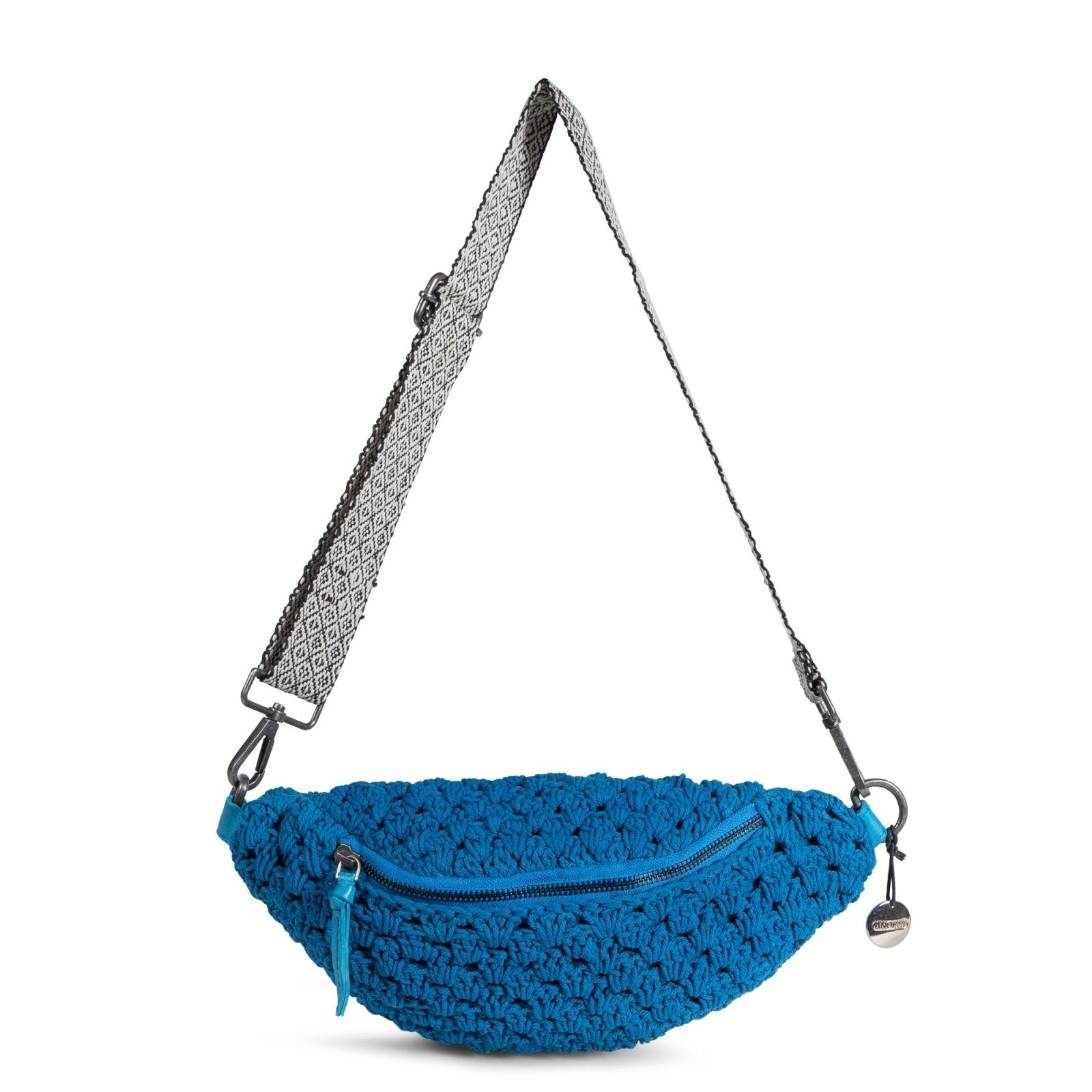 Bauchtasche gehäkelt Handarbeit blau - ANOKHI