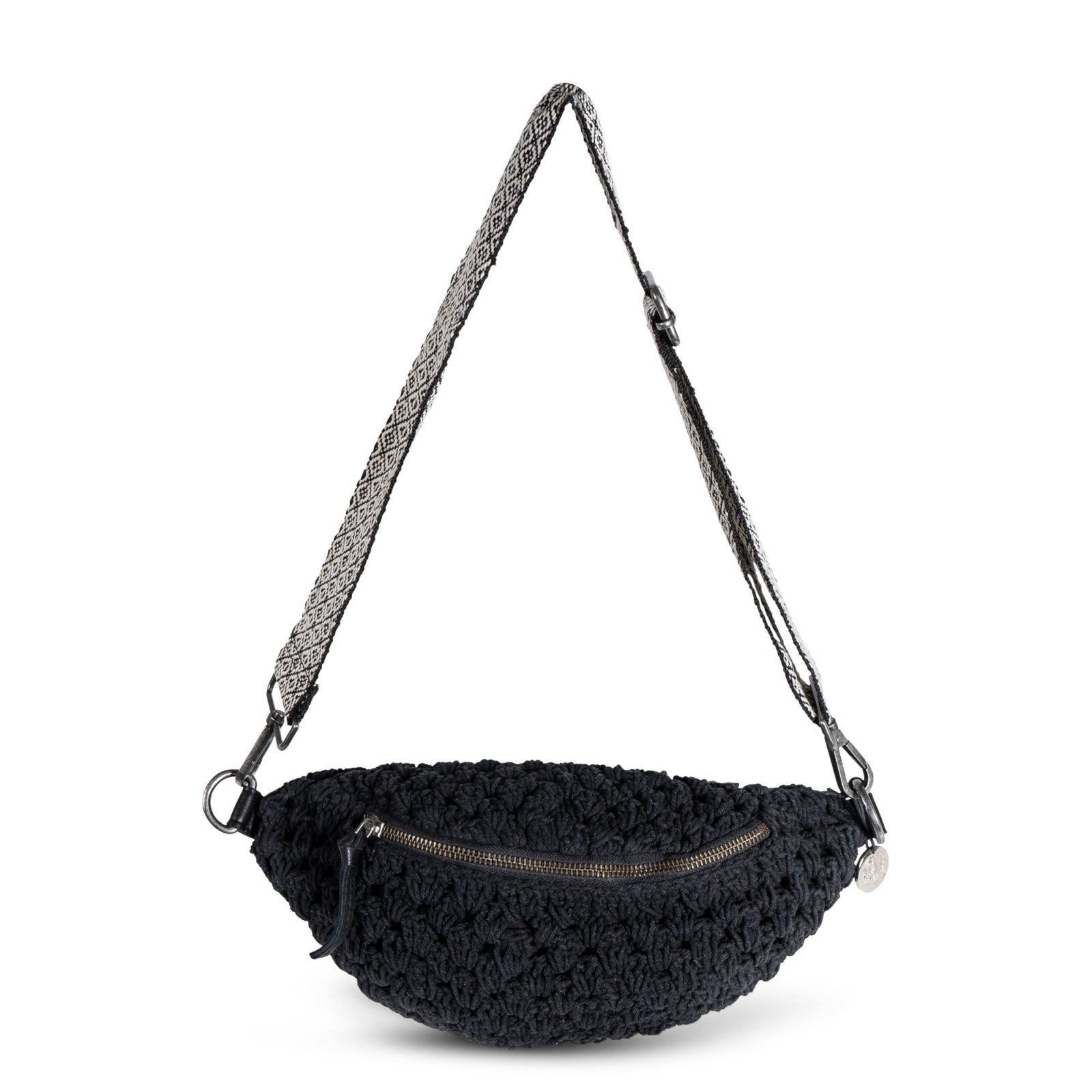 Bauchtasche gehäkelt Handarbeit schwarz - ANOKHI