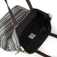 Beuteltasche aus Jacquard schwarz weiß beige – 5