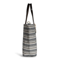 Beuteltasche aus Jacquard schwarz weiß beige – 3