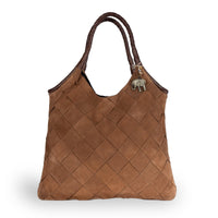 Beuteltasche Velourleder tan - ANOKHI