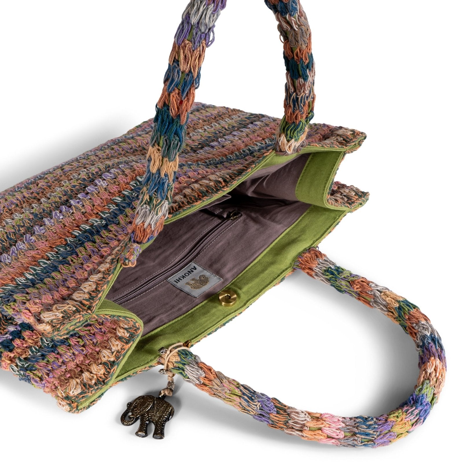 Book Tote Crochet Large Handarbeit multicolor - ANOKHI