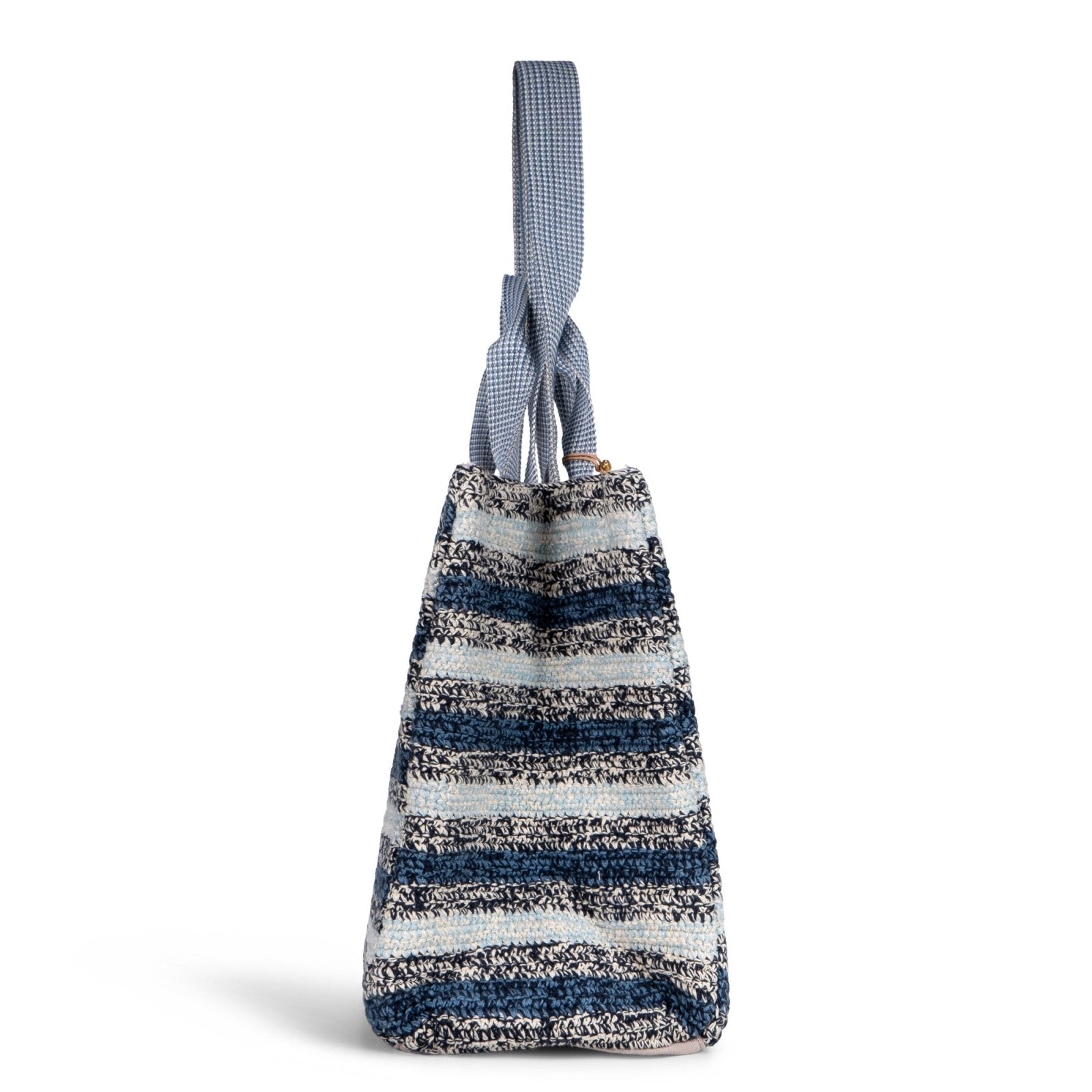 Book Tote Crochet Large Handarbeit Streifen blau - ANOKHI