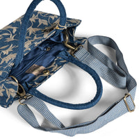 Book Tote, medium size, blue denim, beige floral embroidery – 5