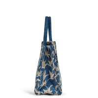 Book Tote, medium size, blue denim, beige floral embroidery – 4