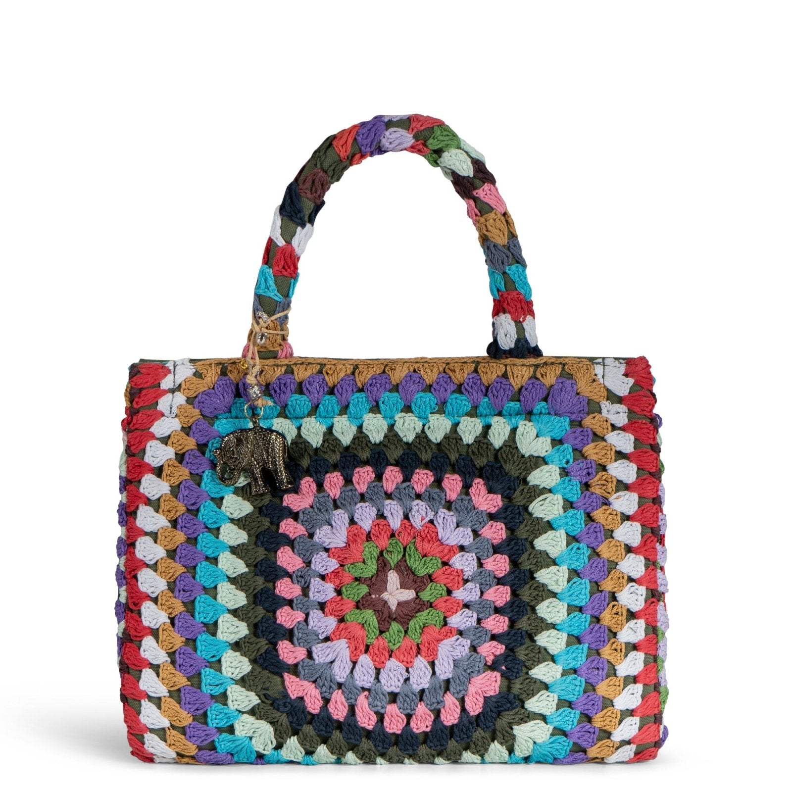 Book Tote Crochet mittlere Größe Handarbeit mutlicolor - ANOKHI