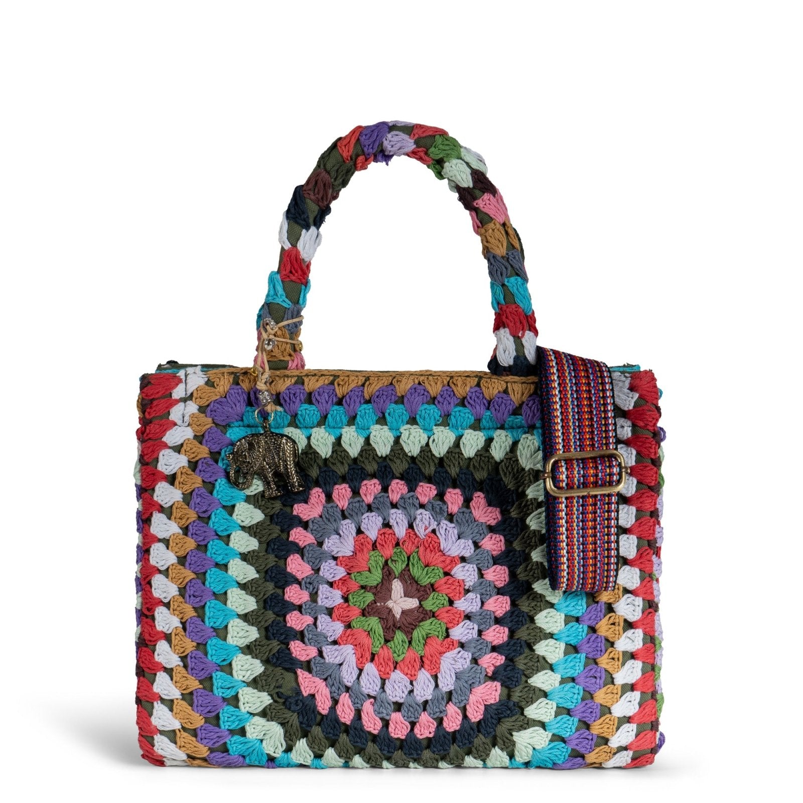 Book Tote Crochet mittlere Größe Handarbeit mutlicolor - ANOKHI