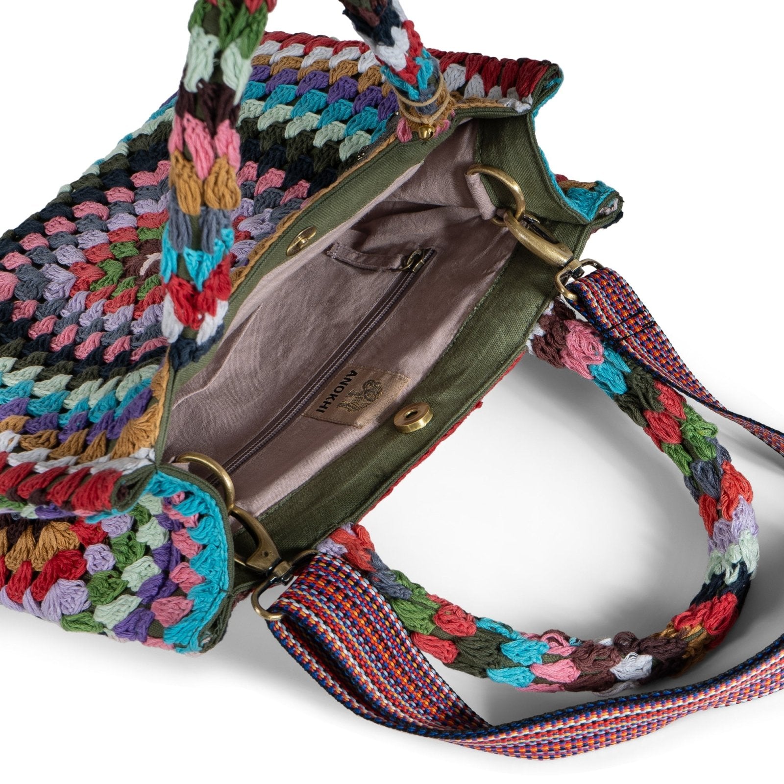 Book Tote Crochet mittlere Größe Handarbeit mutlicolor - ANOKHI