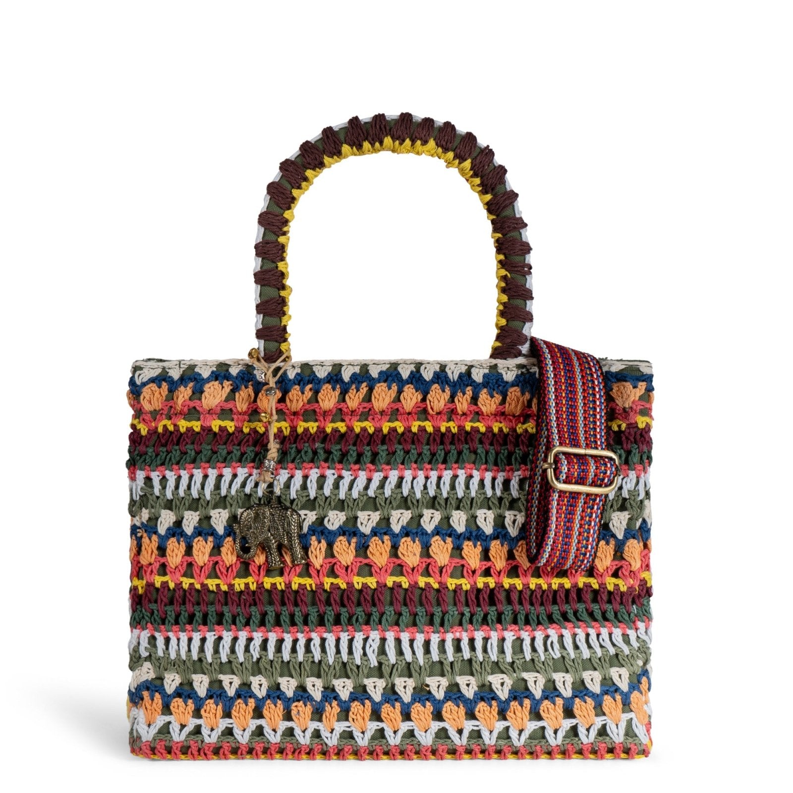 Book Tote Crochet mittlere Größe Handarbeit mutlicolor - ANOKHI