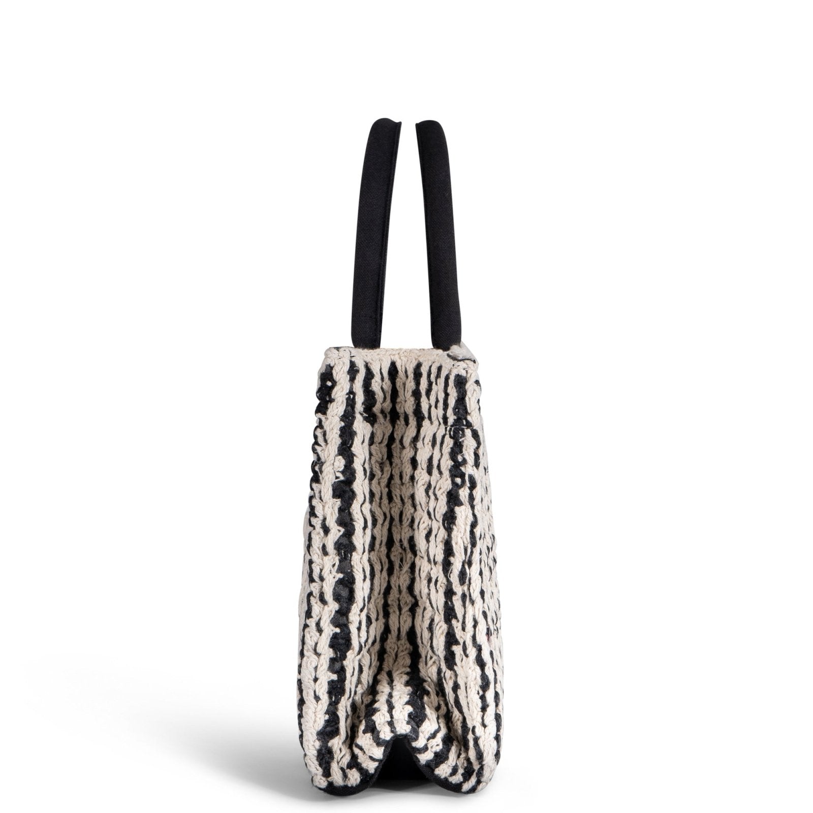 Book Tote Crochet mittlere Größe Handarbeit off white schwarz - ANOKHI