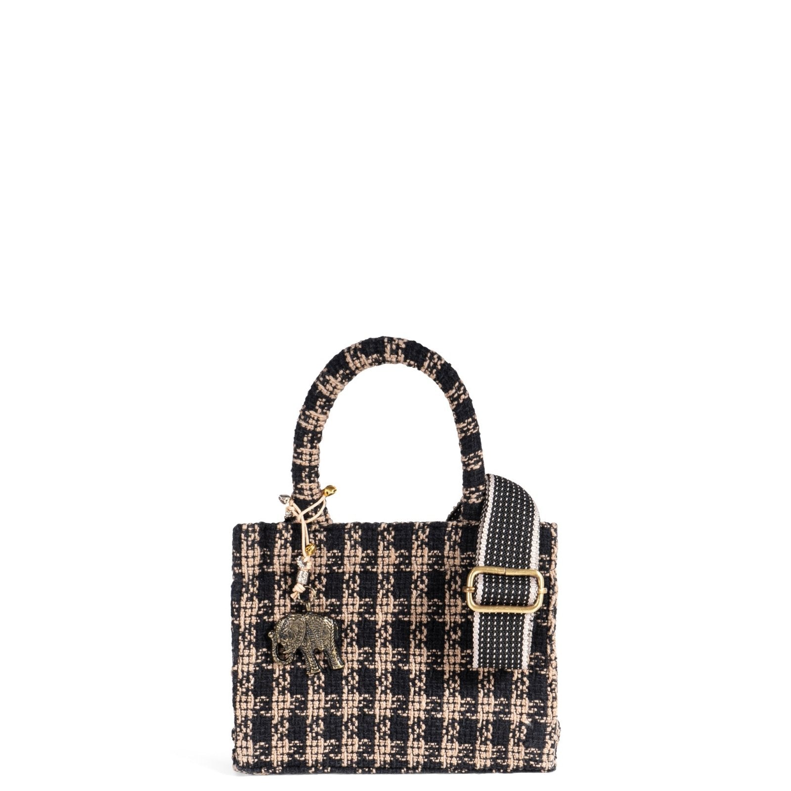 Book Tote klein Karo beige schwarz - ANOKHI