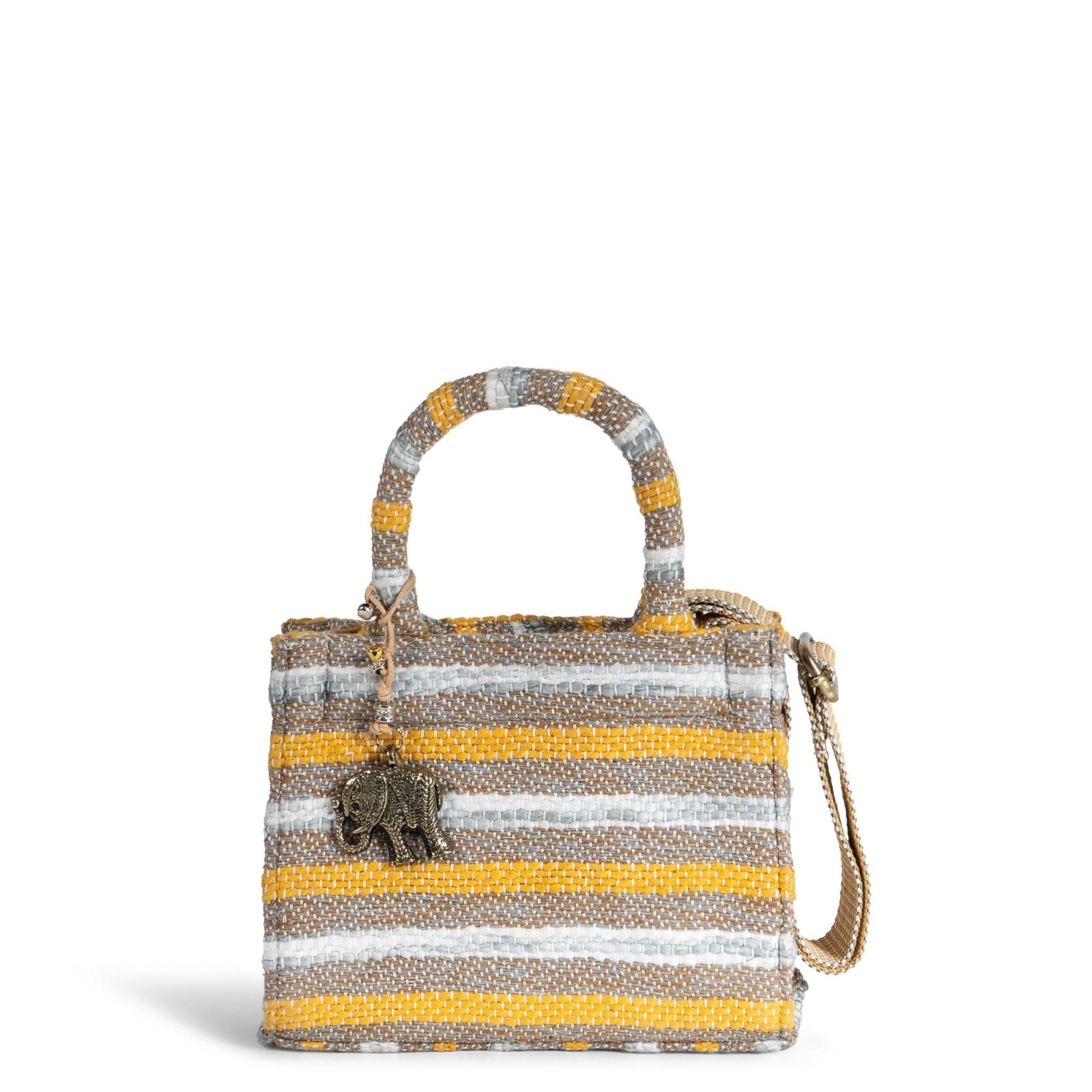 Book Tote klein Streifen gelb beige - ANOKHI