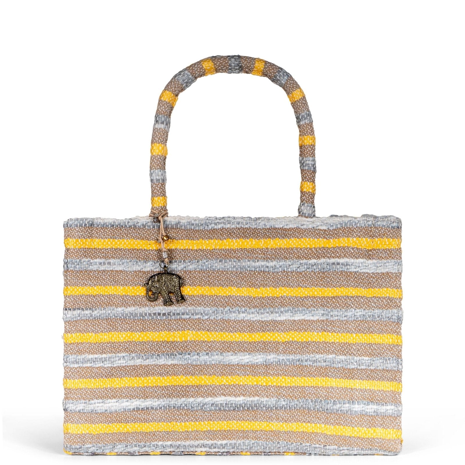 Book Tote Large Streifen gelb beige - ANOKHI