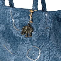 Book Tote mittlere Größe Blue Denim bestickt - ANOKHI