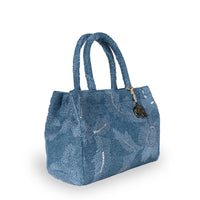 Book Tote mittlere Größe Blue Denim bestickt - ANOKHI