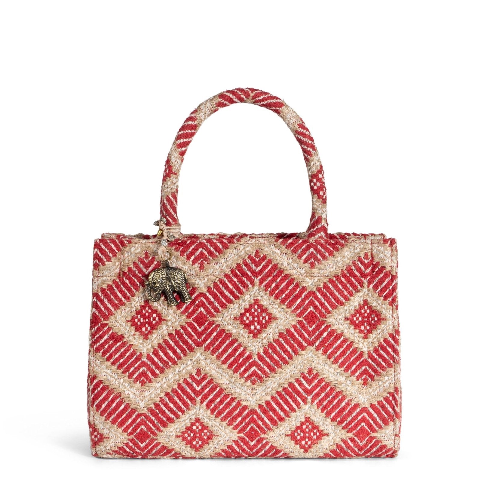 Book Tote mittlere Größe rot beige - ANOKHI