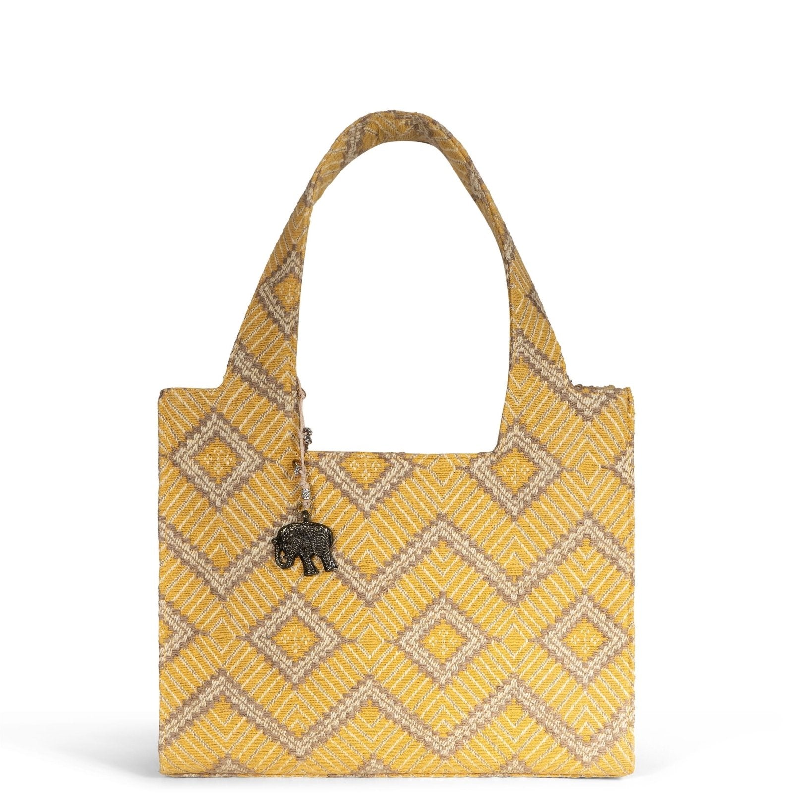 Book Tote mittlere Größe gelb beige - ANOKHI