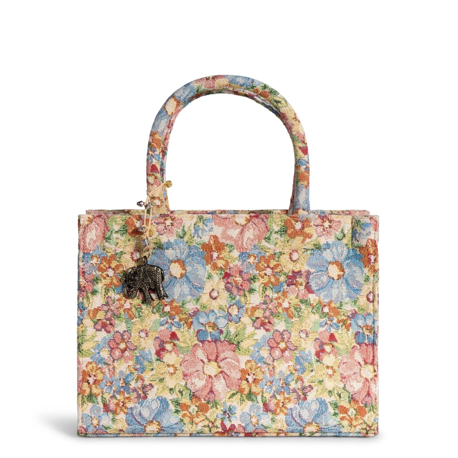 Book Tote mittlere Größe Jacquard Blumen - ANOKHI