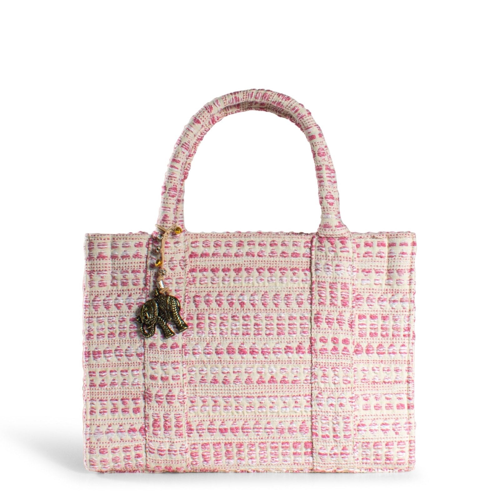 Book Tote mittlere Größe Tupfen weiß pink - ANOKHI