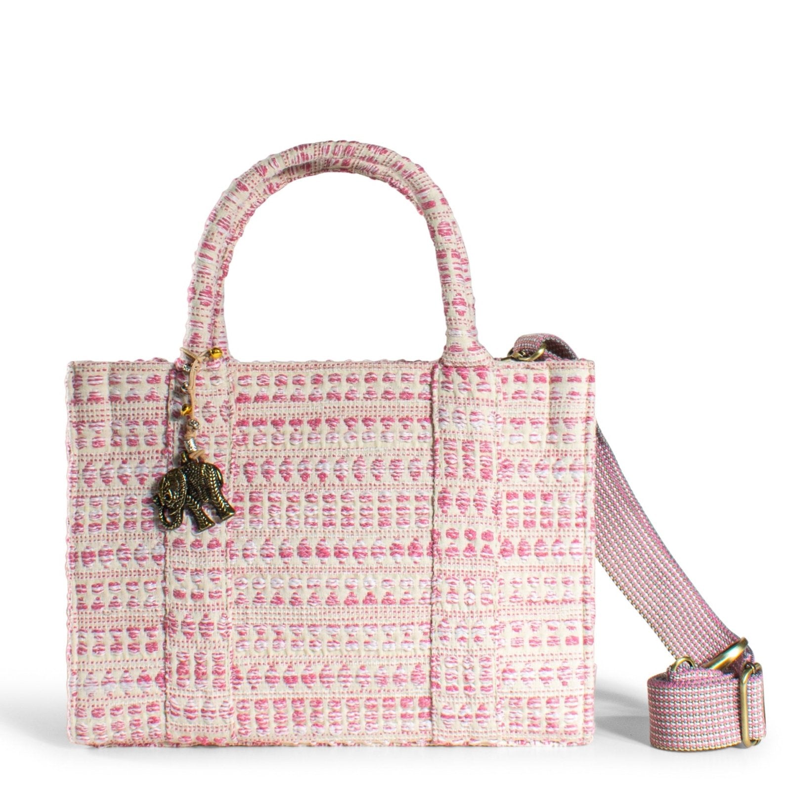 Book Tote mittlere Größe Tupfen weiß pink - ANOKHI