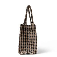 Book Tote Bag Checkered Beige Black – 3