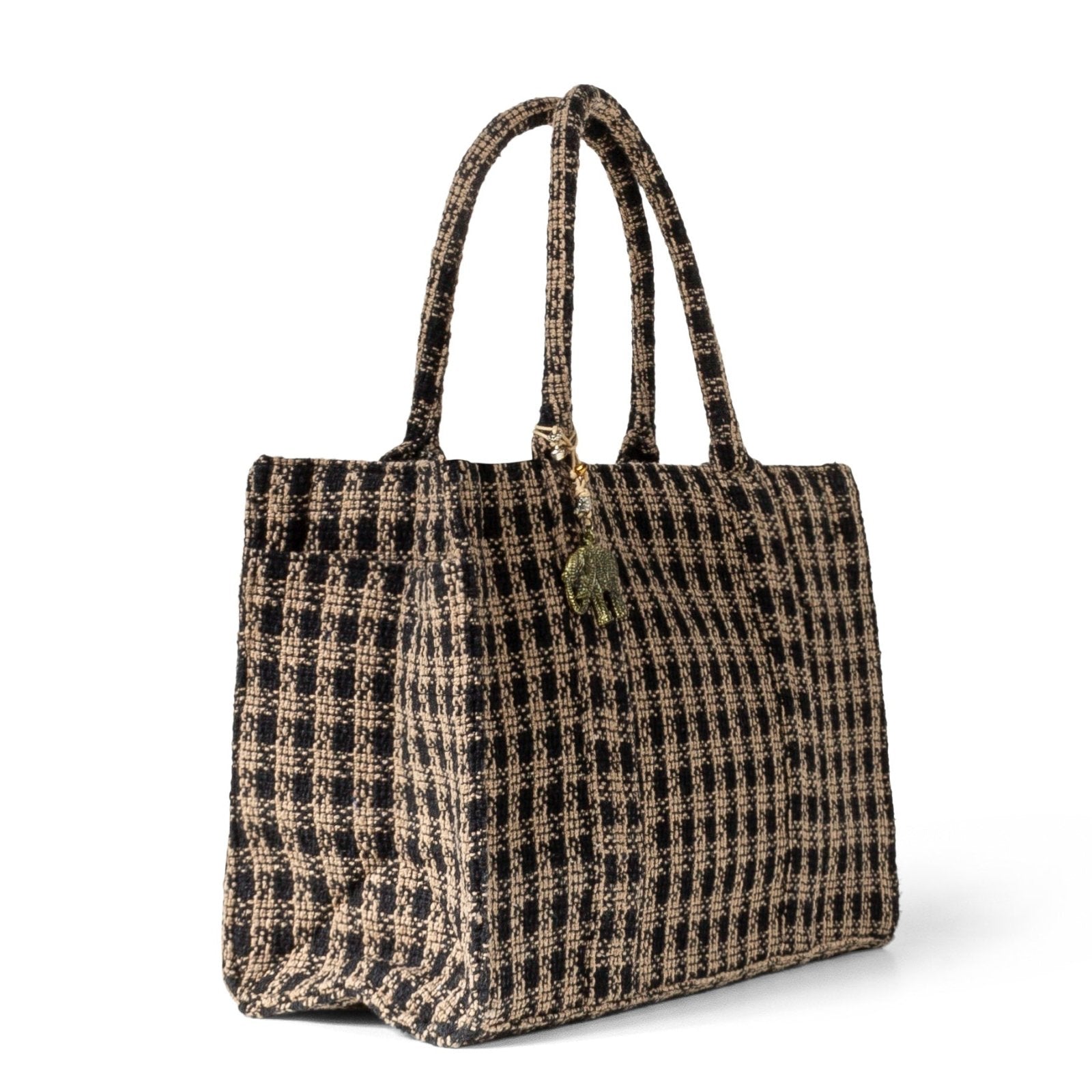 Book Tote Tasche Karo beige schwarz - ANOKHI